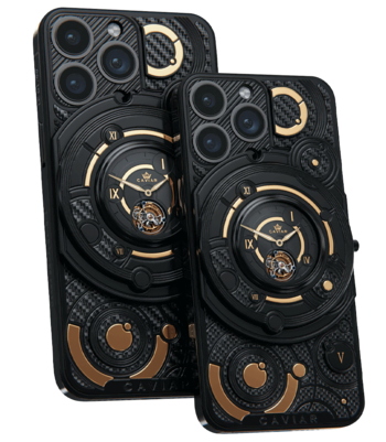 Custom iPhone 17 Pro/Pro Max Tourbillon Carbon Gold