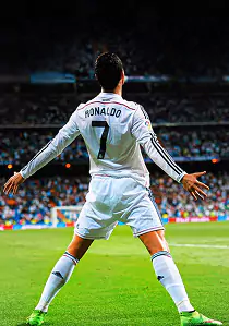 Cristiano Ronaldo in his signature celebration pose