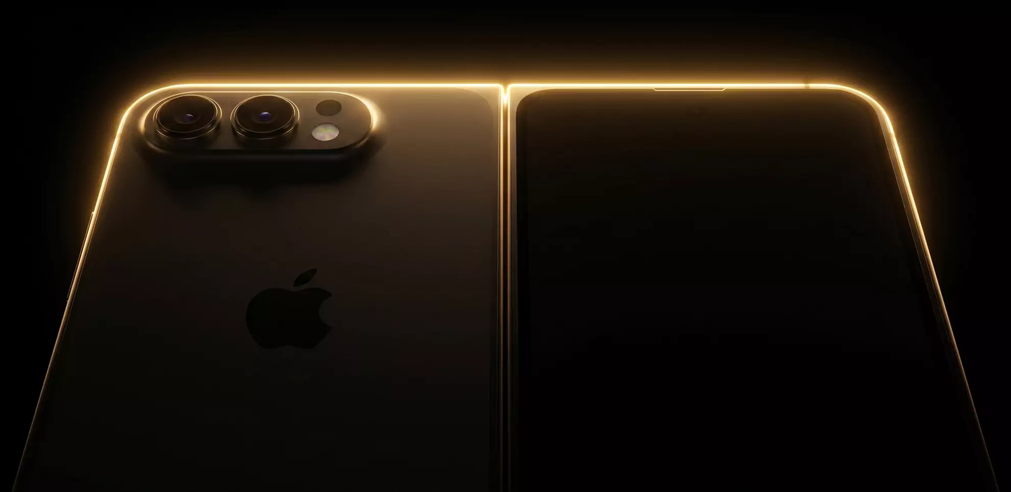 Concept image of the foldable iPhone Duo, showing both halves of the body
