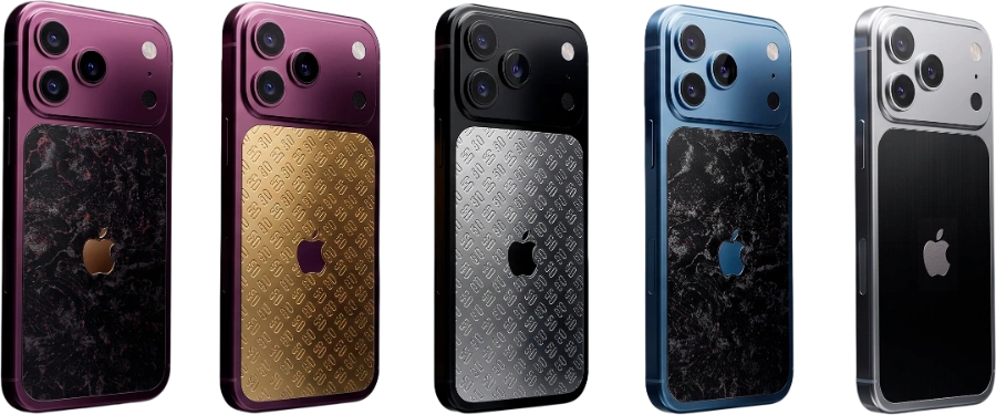 Custom iPhone 18 Pro Caviar Contrast Edition lineup — five colorways