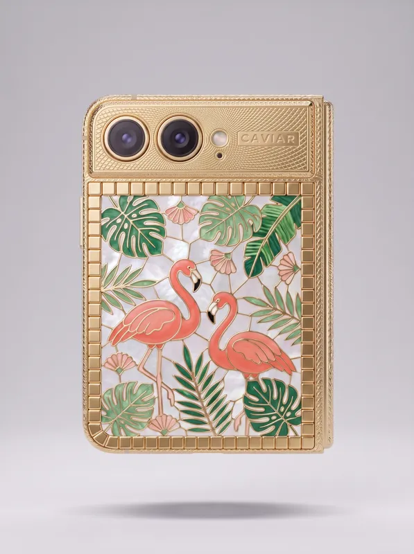 ENAMEL GARDEN · Flamingo in Mother-of-Pearl