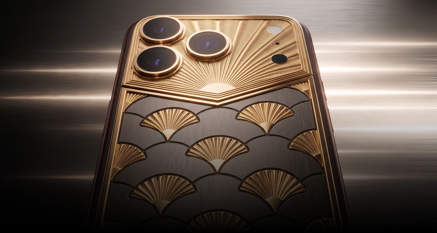 Gold Samsung smartphone with Caviar geometric relief